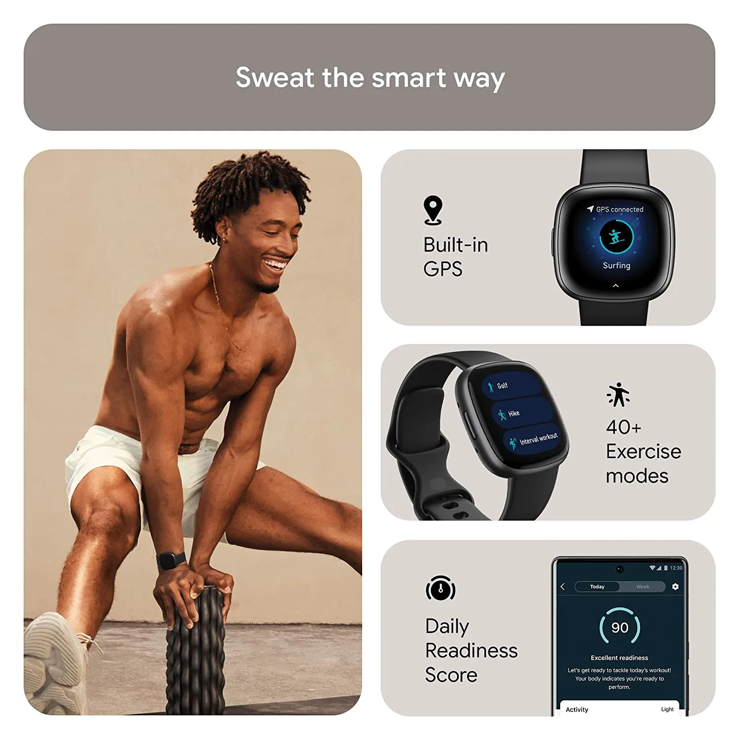 Fitbit Versa 4 Fitness Watch Black  Graphite Aluminium
