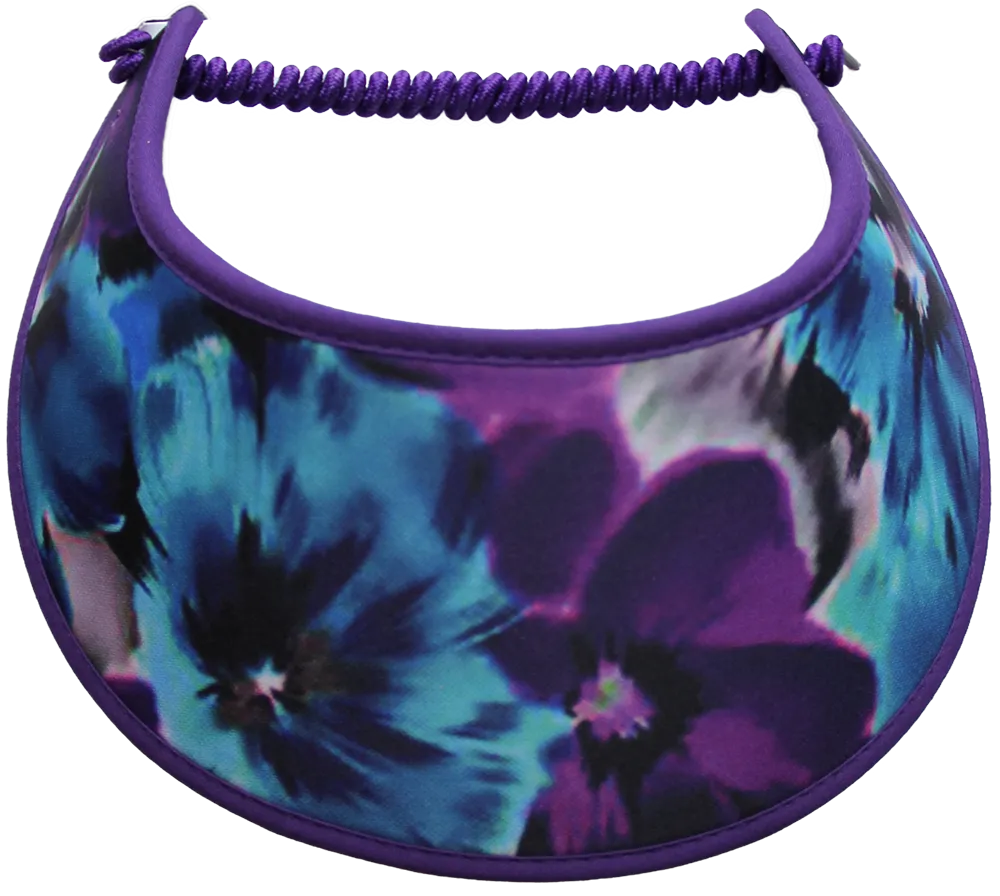 Floral Design Sun Visor in Purple, Teal & Grey