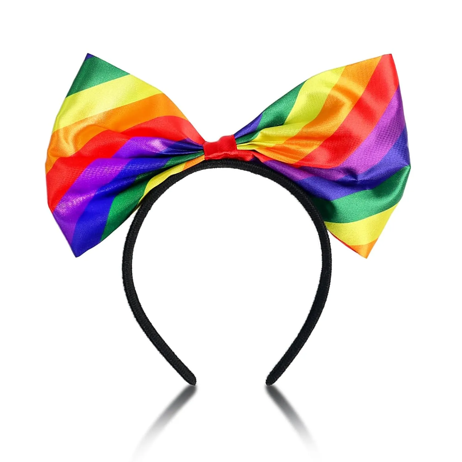 Gay Pride Day Headband Rainbow Headband Large Bow Hair Band LGBTQ Hair Accessories Rainbow Shaped Bisexual Party Supplies for Women Girls Lgbt Gifts Decorations 1PCS