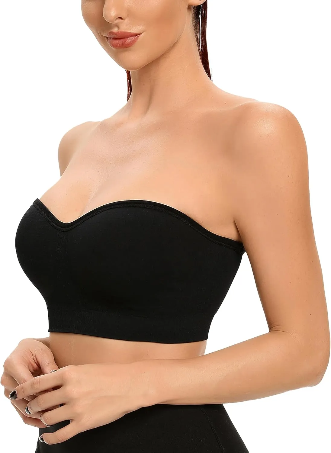Gnowann Strapless Bras for Women Non-Slip Silicone Bandeau Bralette Seamless Wireless Strapless Bra Padded Tube Top
