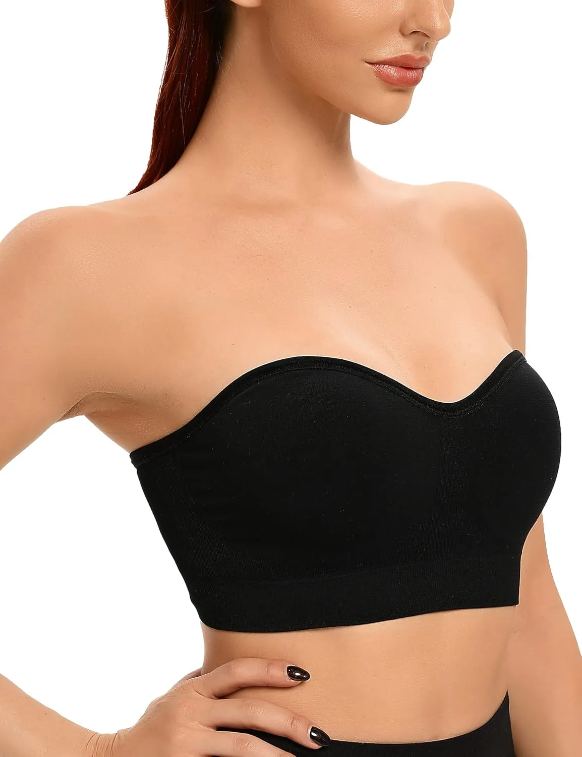Gnowann Strapless Bras for Women Non-Slip Silicone Bandeau Bralette Seamless Wireless Strapless Bra Padded Tube Top