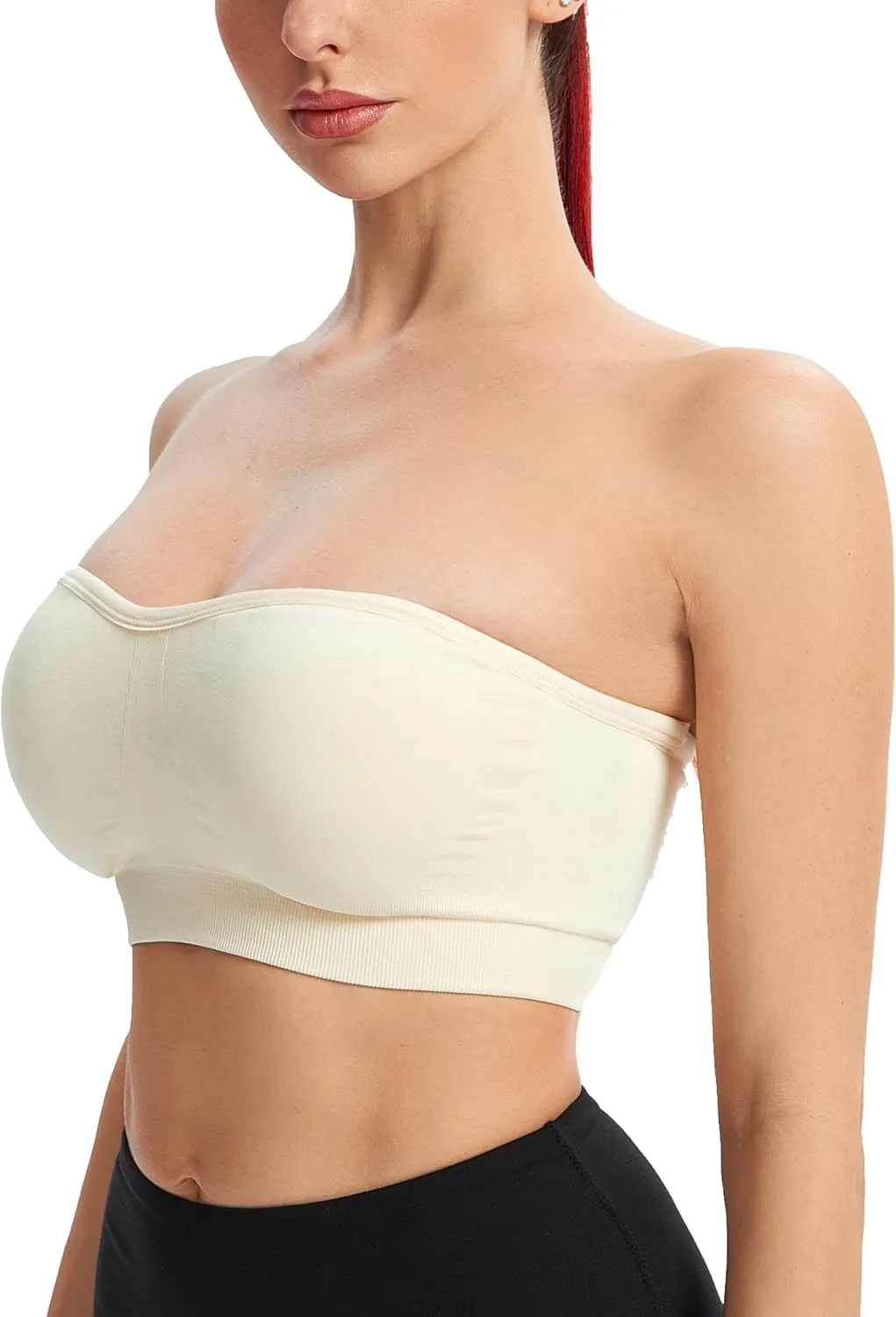 Gnowann Strapless Bras for Women Non-Slip Silicone Bandeau Bralette Seamless Wireless Strapless Bra Padded Tube Top