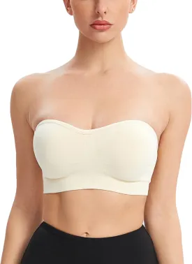 Gnowann Strapless Bras for Women Non-Slip Silicone Bandeau Bralette Seamless Wireless Strapless Bra Padded Tube Top
