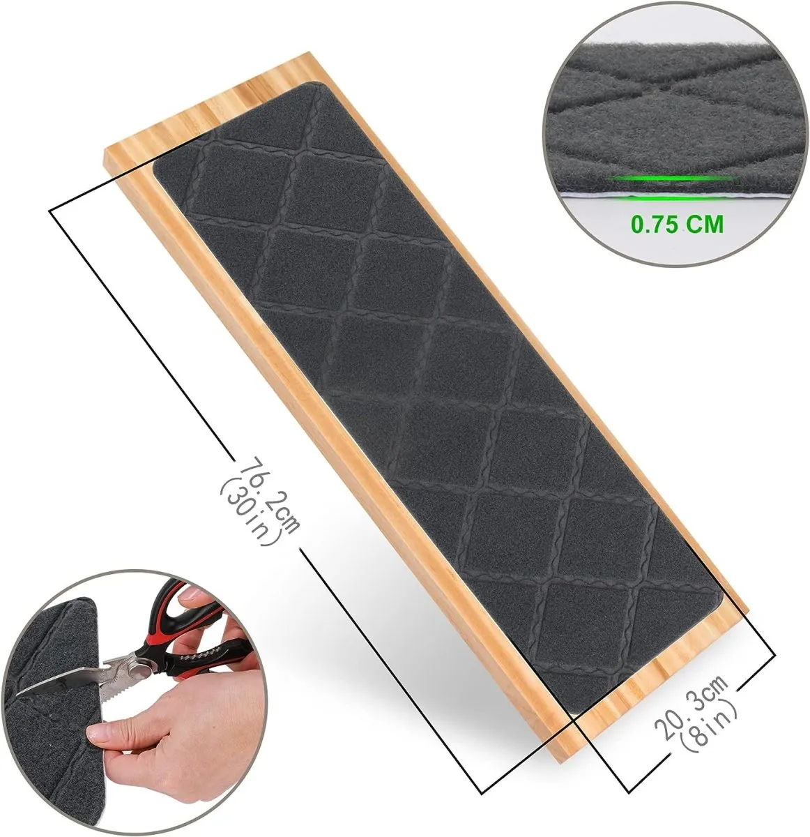 Grey Carpet Stair Treads 8"x 30" - 14-Pack | Non-Slip, Removable, and Washable | Ideal for Pets and Elders"