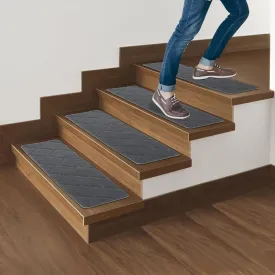 Grey Carpet Stair Treads 8"x 30" - 14-Pack | Non-Slip, Removable, and Washable | Ideal for Pets and Elders"