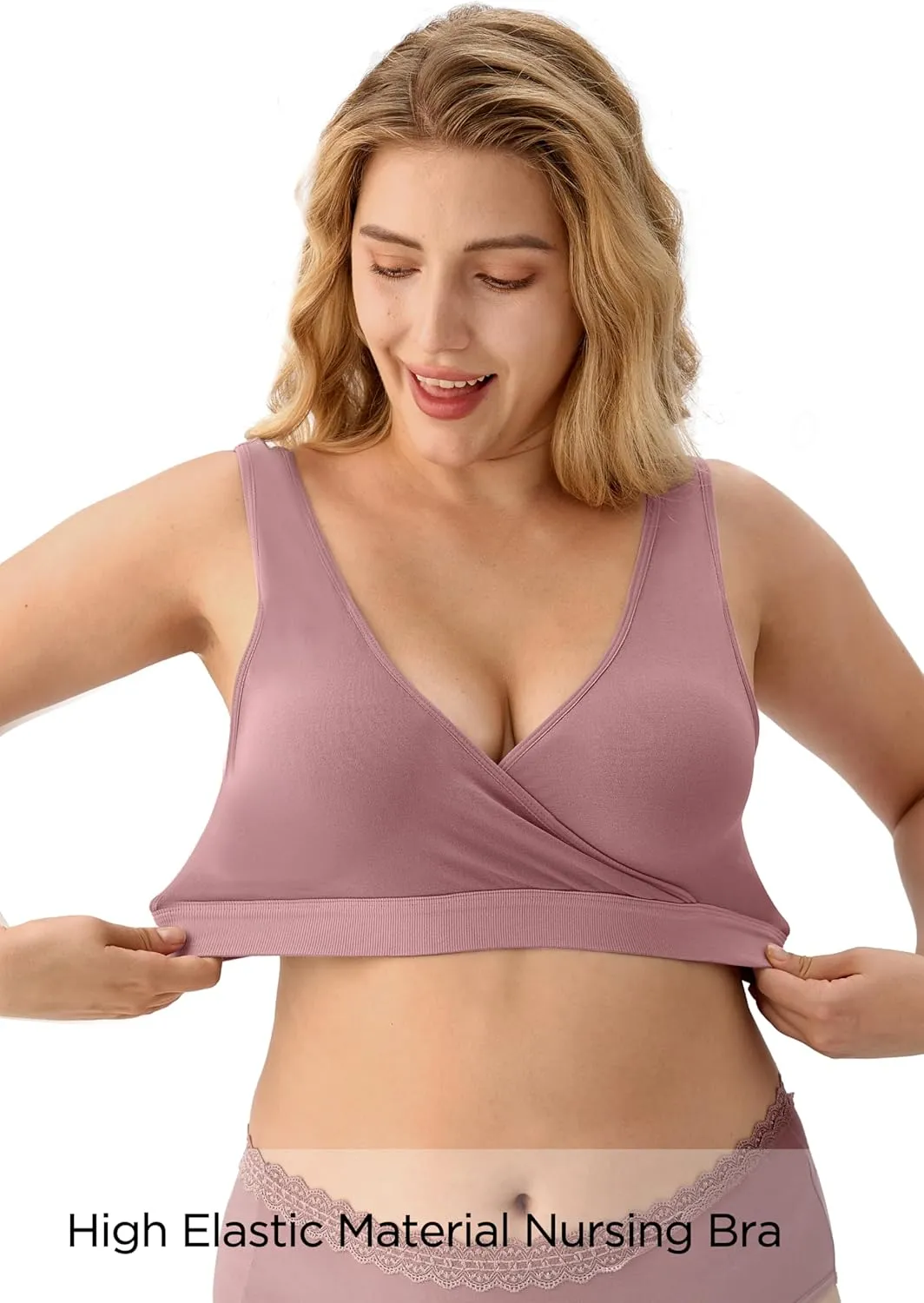 HBselect Nursing Bras for Breastfeeding, Maternity Nursing Sleep Bra Wireless Pregnancy Sleep Bralette 3/5 Pack