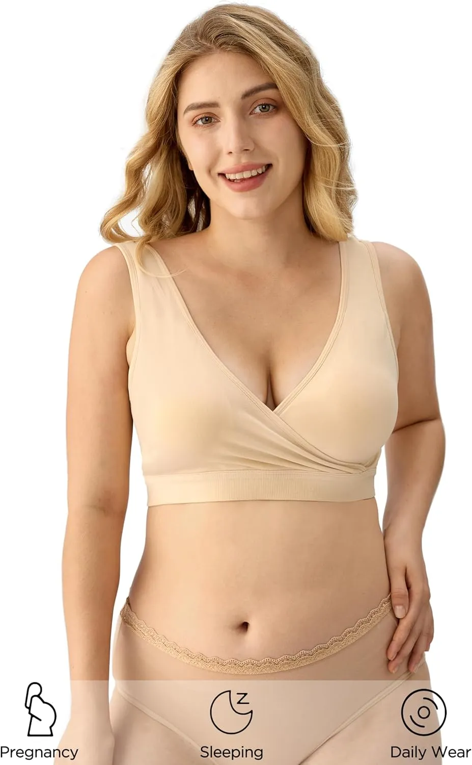 HBselect Nursing Bras for Breastfeeding, Maternity Nursing Sleep Bra Wireless Pregnancy Sleep Bralette 3/5 Pack