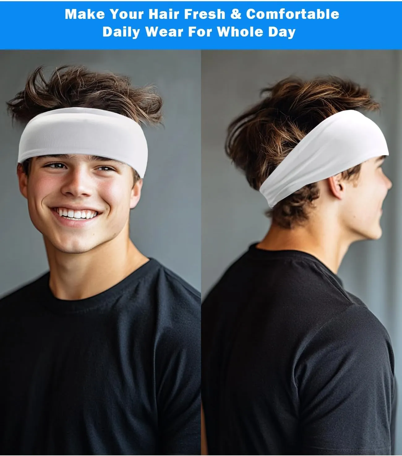 Headband for Men & Women, Sweat Wicking Sports Sweatband Headbands, Workout Running Training Yoga Basketball Hairband