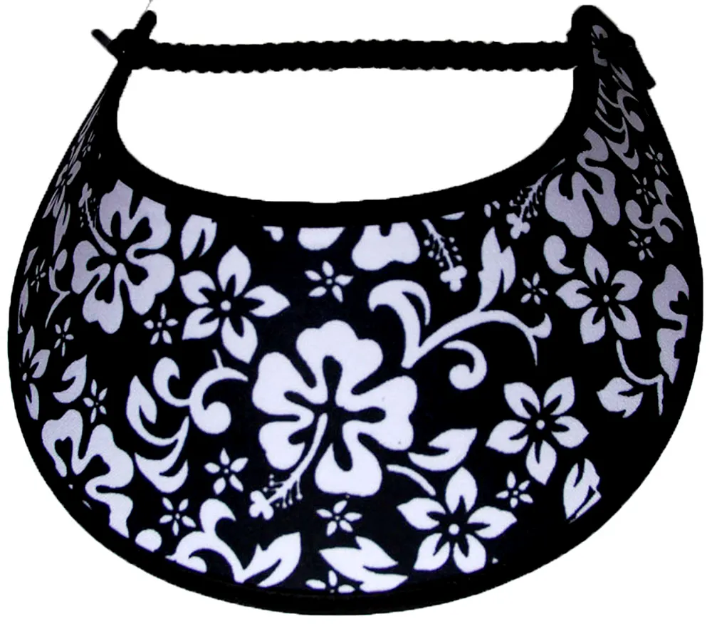 Hibiscus and other Flowers on a Black Sun Visor