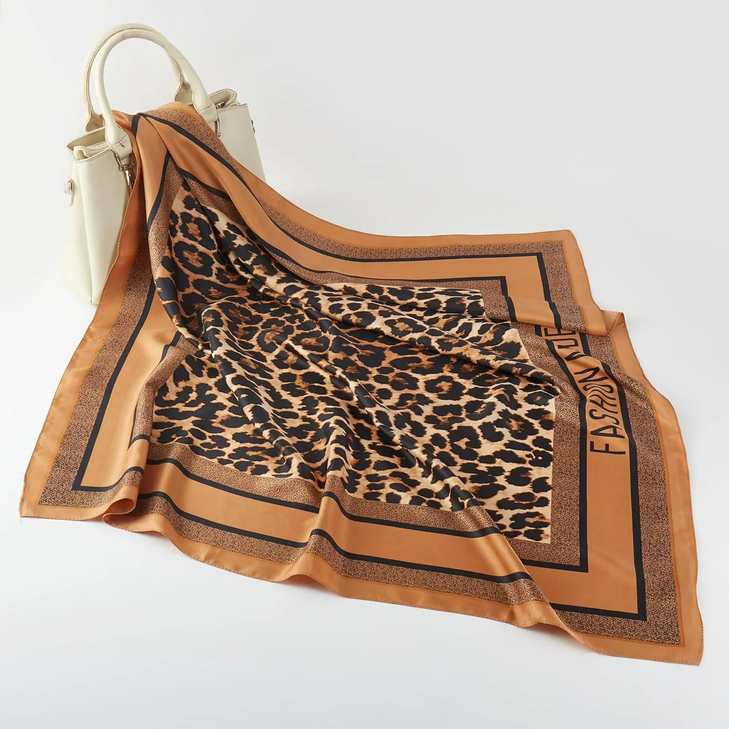 JN&LULU Women's satin square scarf Fashion pattern large hair scarf wrap headscarf 35" x 35"