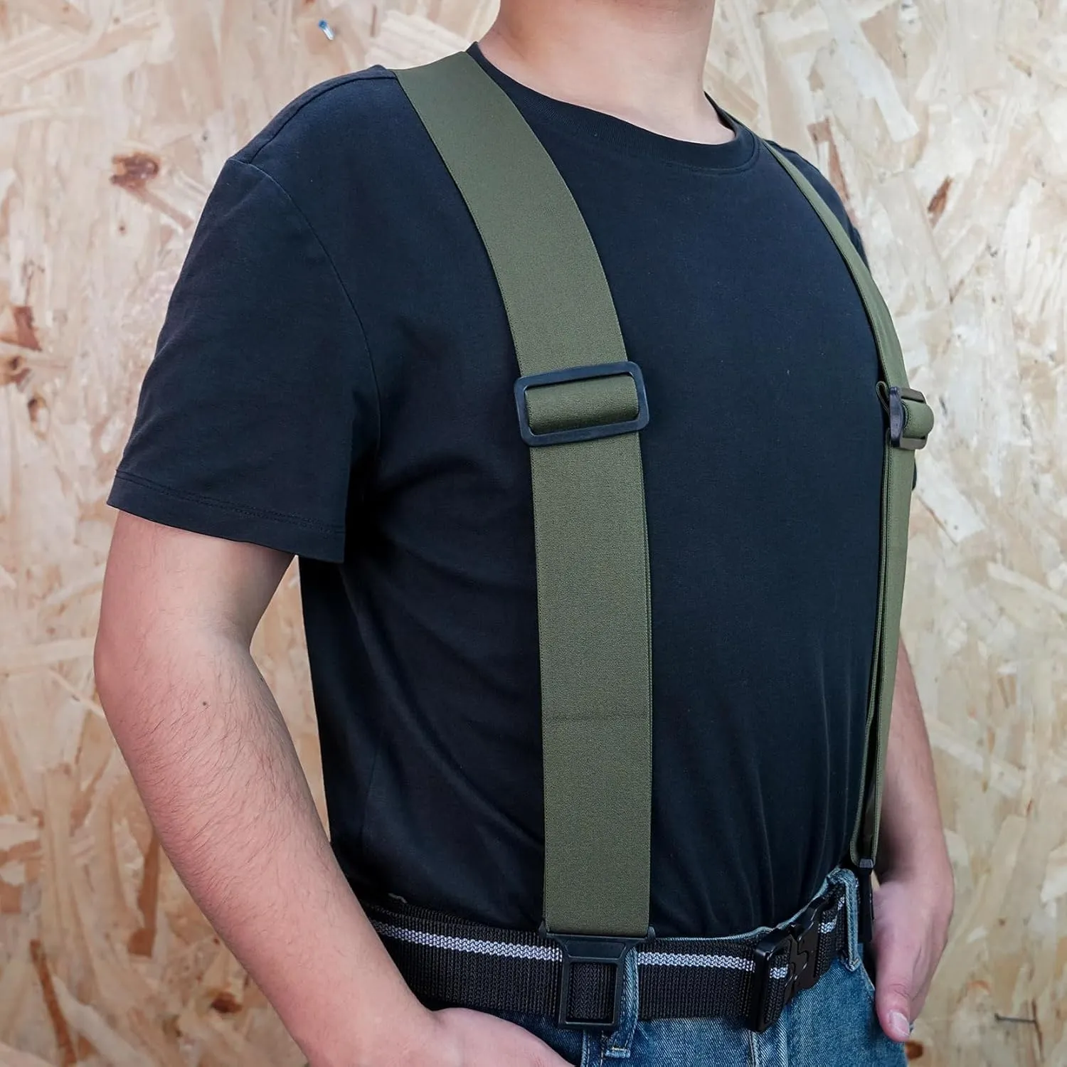 KUNN Men's 1.5 inch Adjustable Y Back Suspender,Elastic Hook End Suspenders
