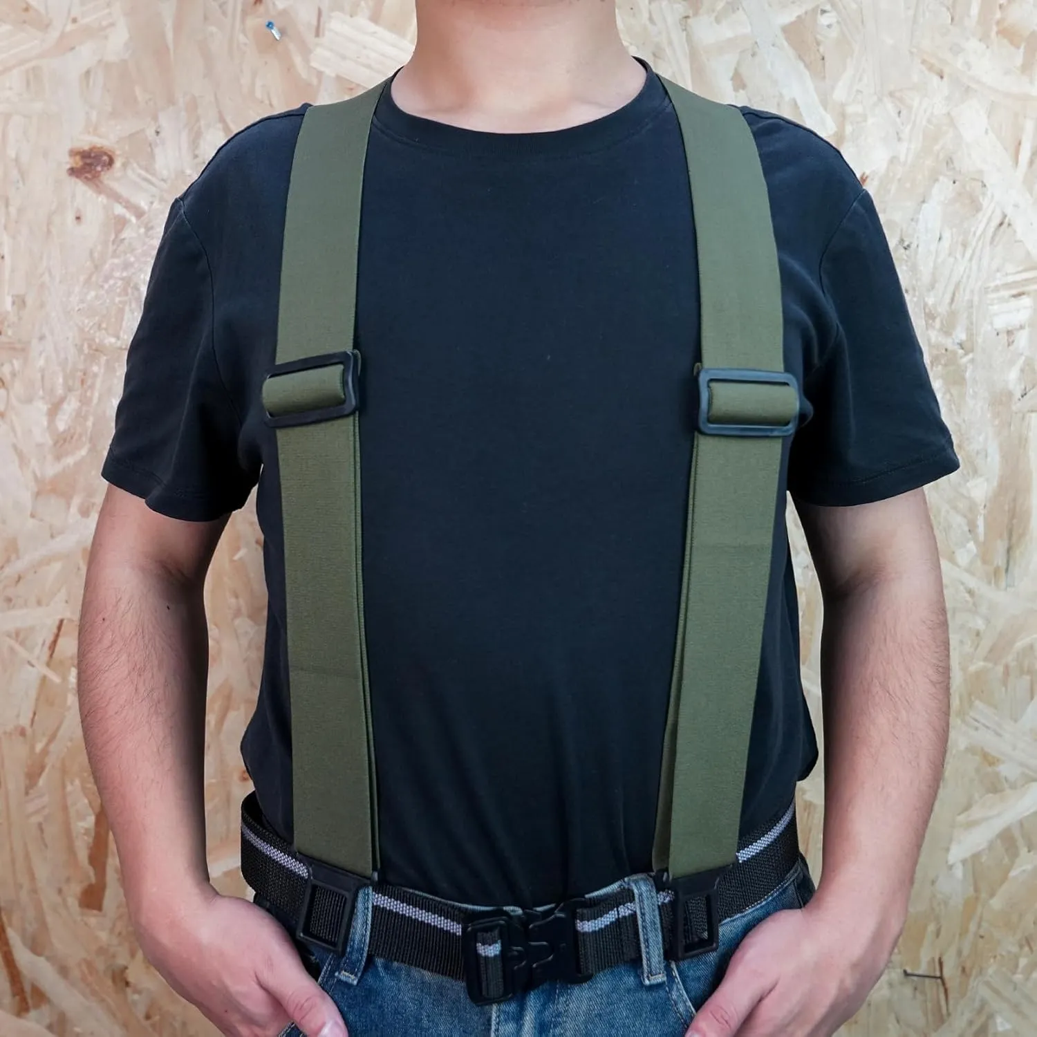 KUNN Men's 1.5 inch Adjustable Y Back Suspender,Elastic Hook End Suspenders