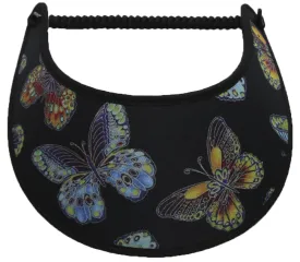 Large Butterflies on Black Sun Visor with Black Trim