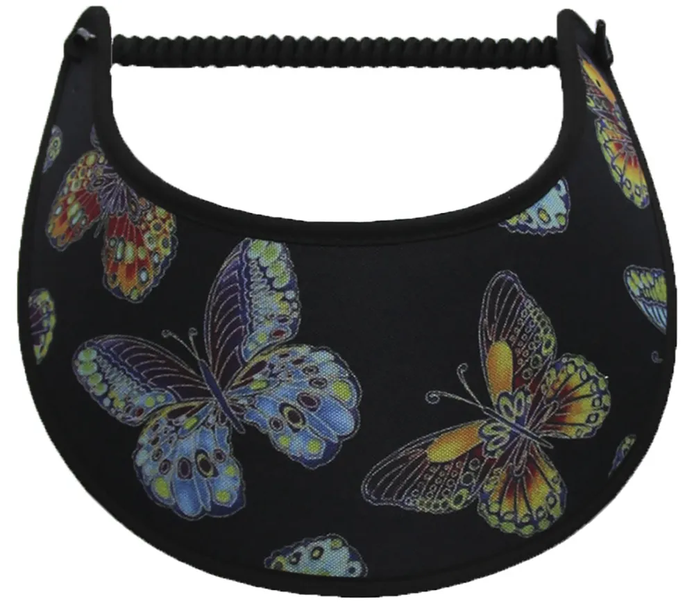 Large Butterflies on Black Sun Visor with Black Trim