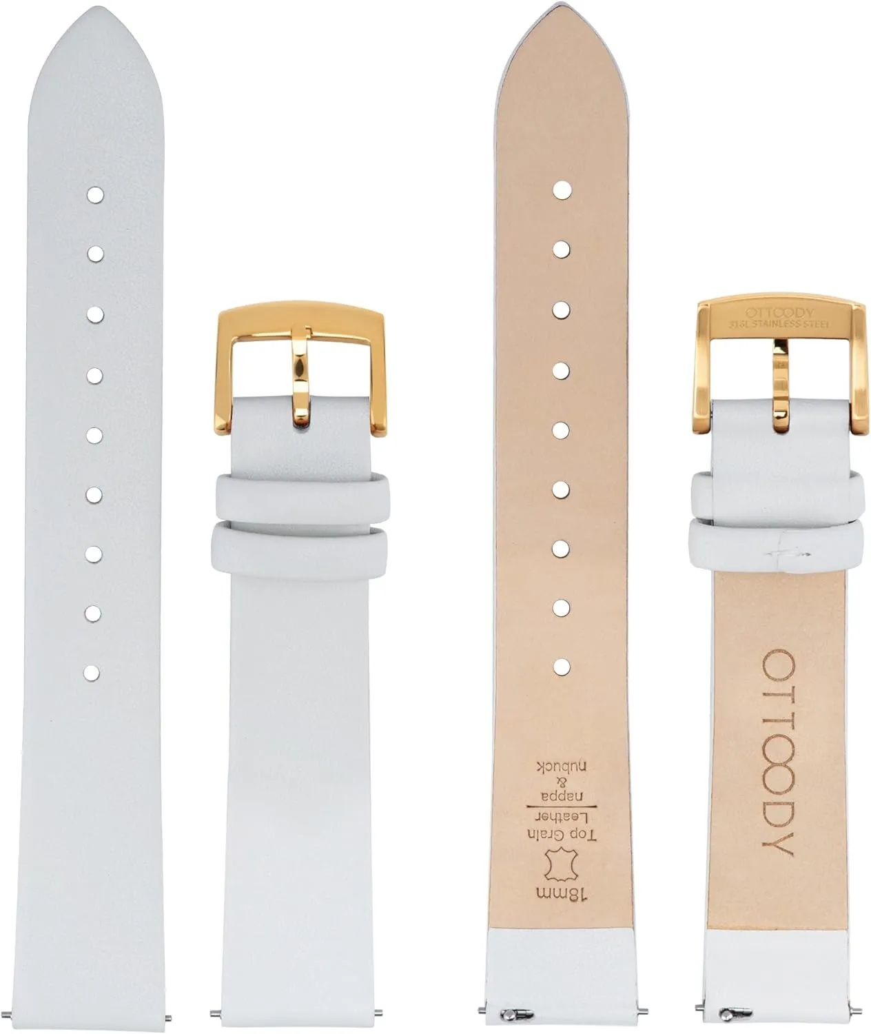Leather Watch Bands Quick Release Watch Straps, Elegant & Ultra-Soft Top Grain Leather Watch Band for Women Men, Choice of Color & Width - 12mm 14mm 16mm 18mm 20mm 22mm for Watch & Smartwatch