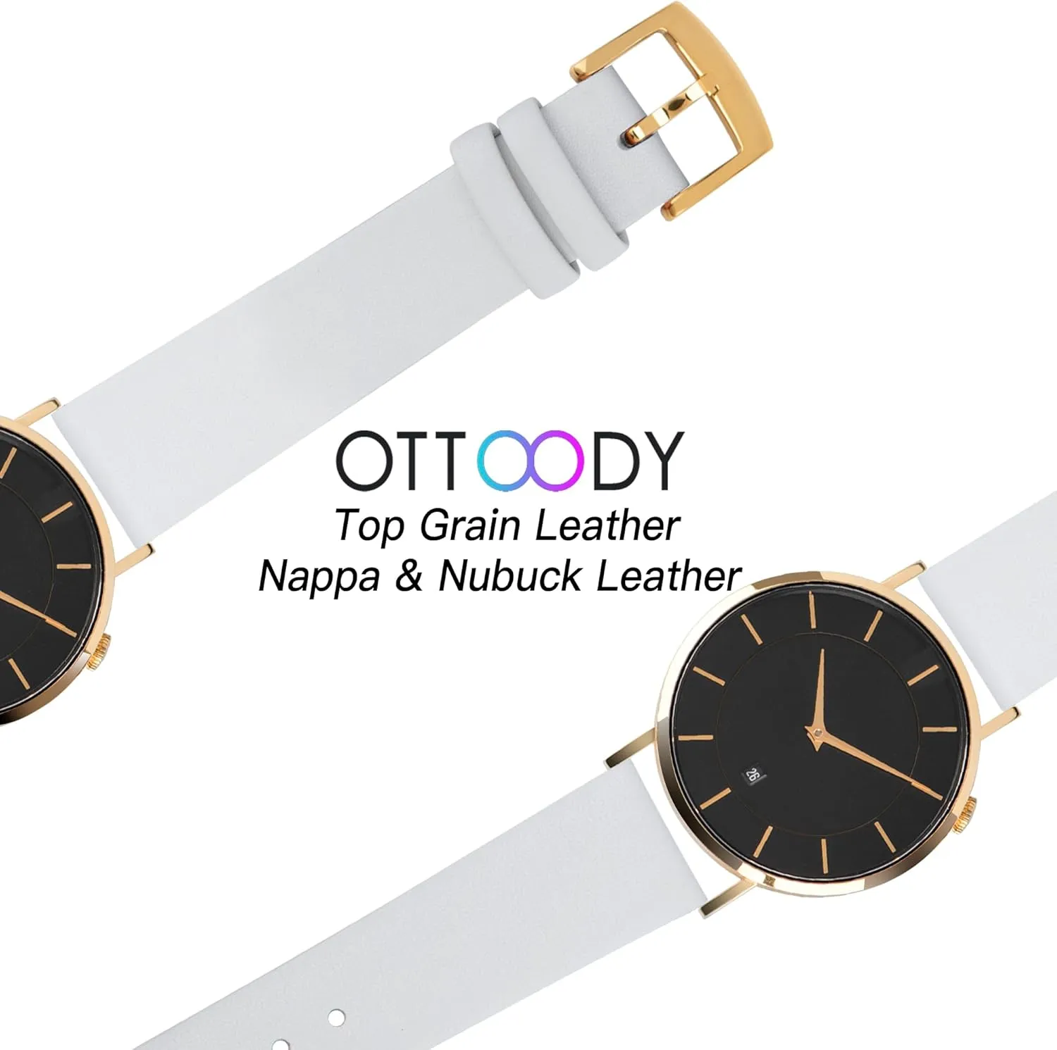 Leather Watch Bands Quick Release Watch Straps, Elegant & Ultra-Soft Top Grain Leather Watch Band for Women Men, Choice of Color & Width - 12mm 14mm 16mm 18mm 20mm 22mm for Watch & Smartwatch