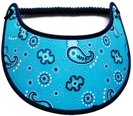 M600 Navy Paisleys on Aqua Sun Visor with Navy Trim