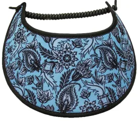 M680 Paisleys & Flowers on Black and Aqua Sun Visor with Black Trim
