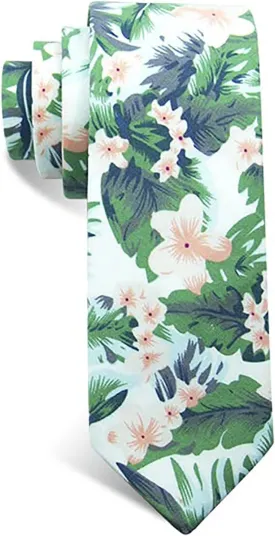 Mantieqingway Men's Cotton Floral Neck Tie 2.56'' Printed Skinny Tie