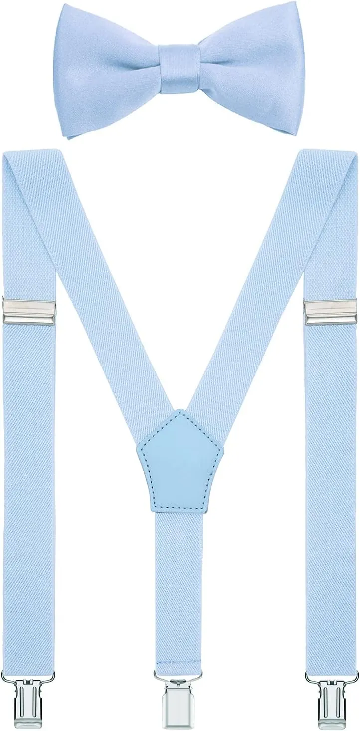 Men's Boys' Bow Tie and Suspenders Set Y Shape Adjustable Elastic