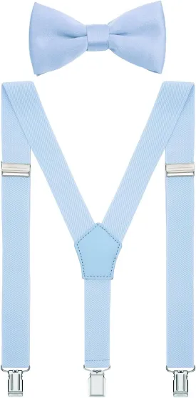 Men's Boys' Bow Tie and Suspenders Set Y Shape Adjustable Elastic