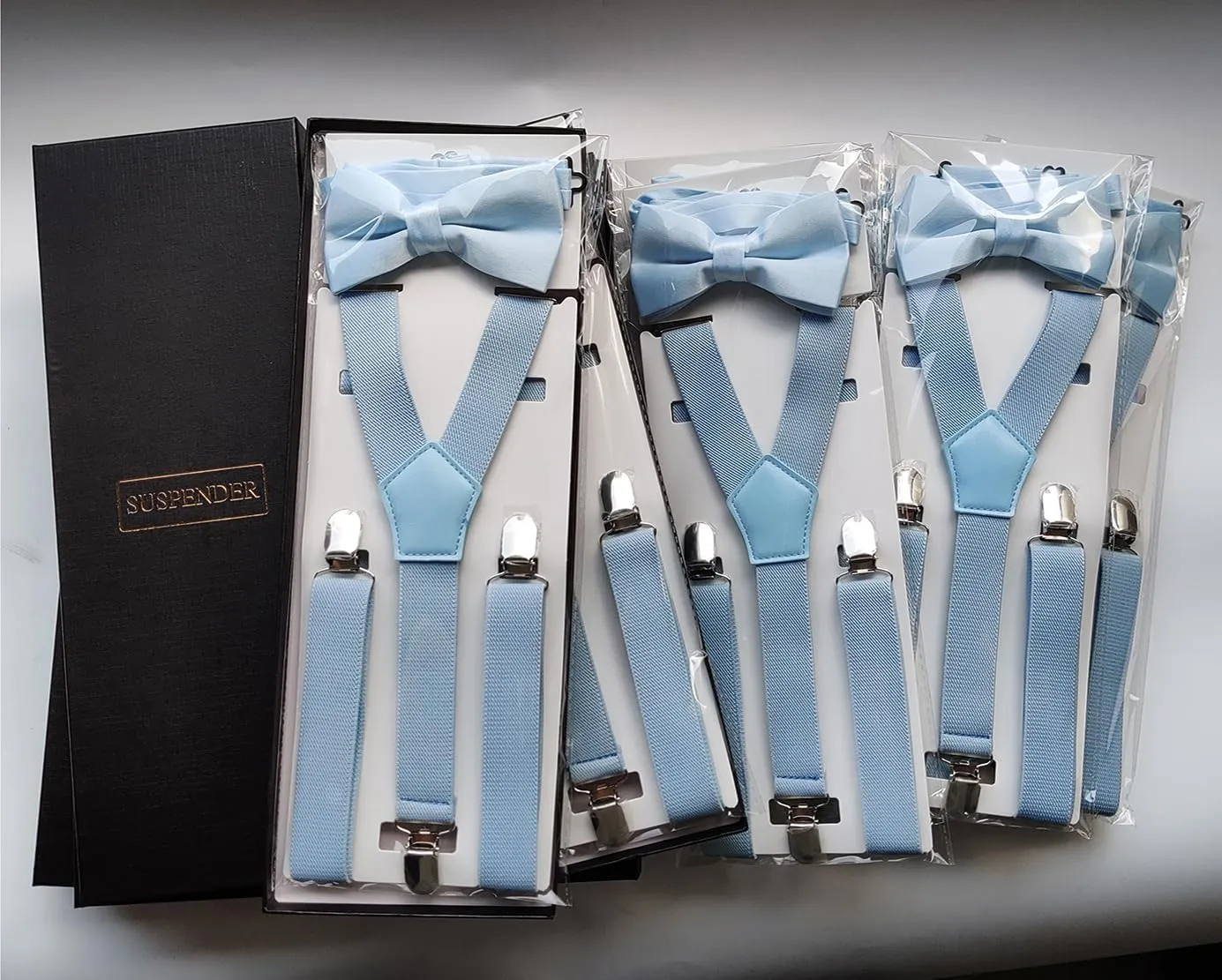 Men's Boys' Bow Tie and Suspenders Set Y Shape Adjustable Elastic