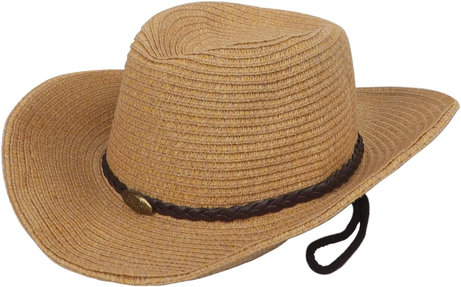 Mens Womens Western Cowboy Straw Hat Classic Brown Cowgirl Woven Sun Hat Roll Up Fedora Hat