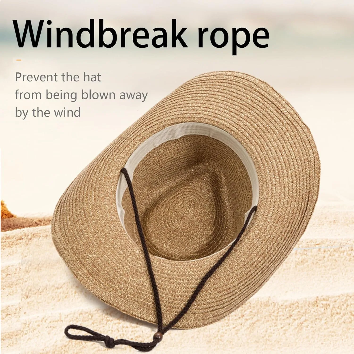 Mens Womens Western Cowboy Straw Hat Classic Brown Cowgirl Woven Sun Hat Roll Up Fedora Hat