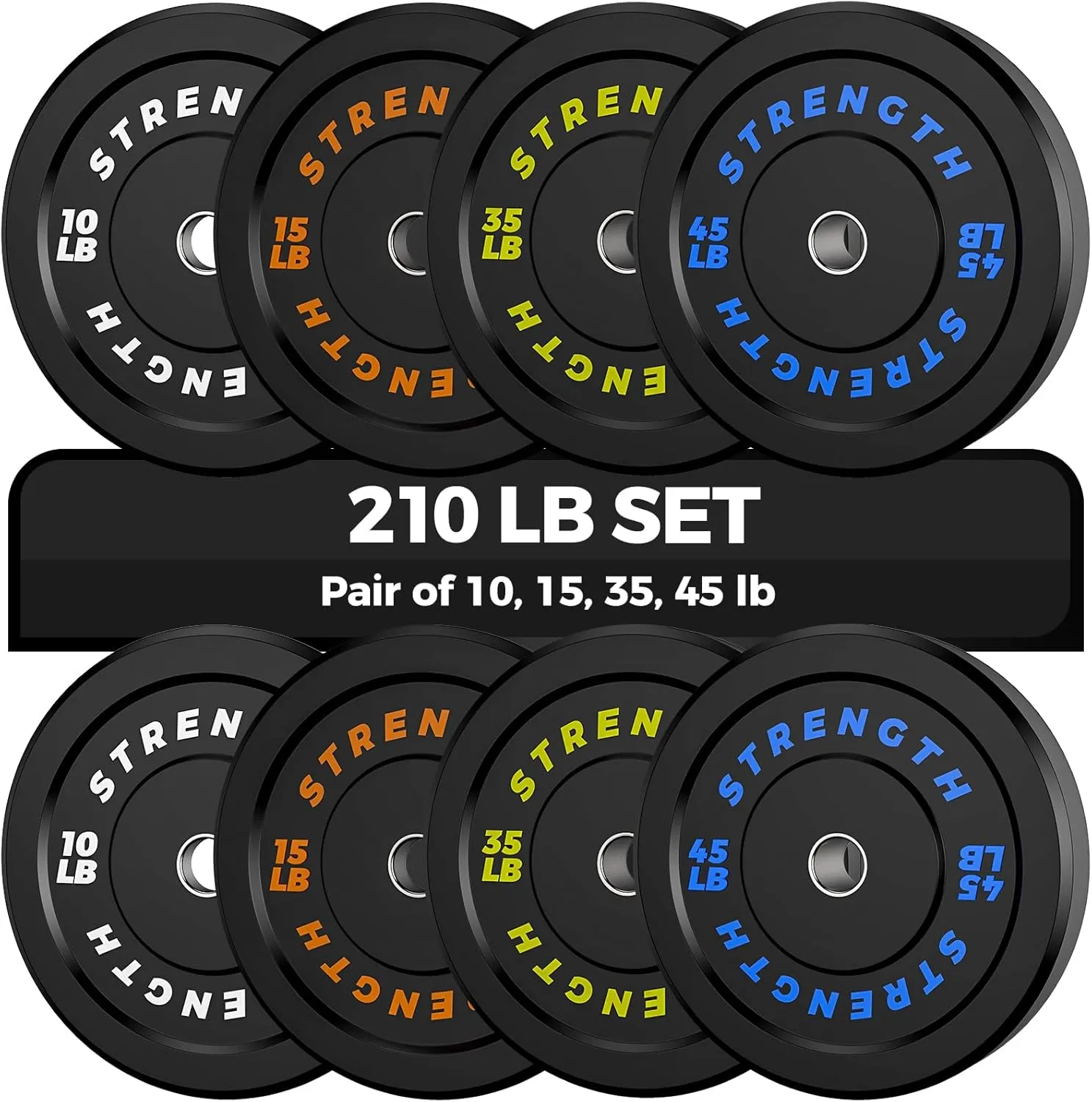 Olympic Rubber Bumper Weight Set - 2 Inch Barbell Plates for Home Gym Strength Training