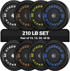 Olympic Rubber Bumper Weight Set - 2 Inch Barbell Plates for Home Gym Strength Training