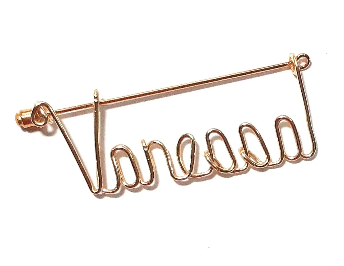 Personalized Name Pin Brooch for sports cap - lapel - Hat Cap Gold or Silver (Up to 8 letters) Custom
