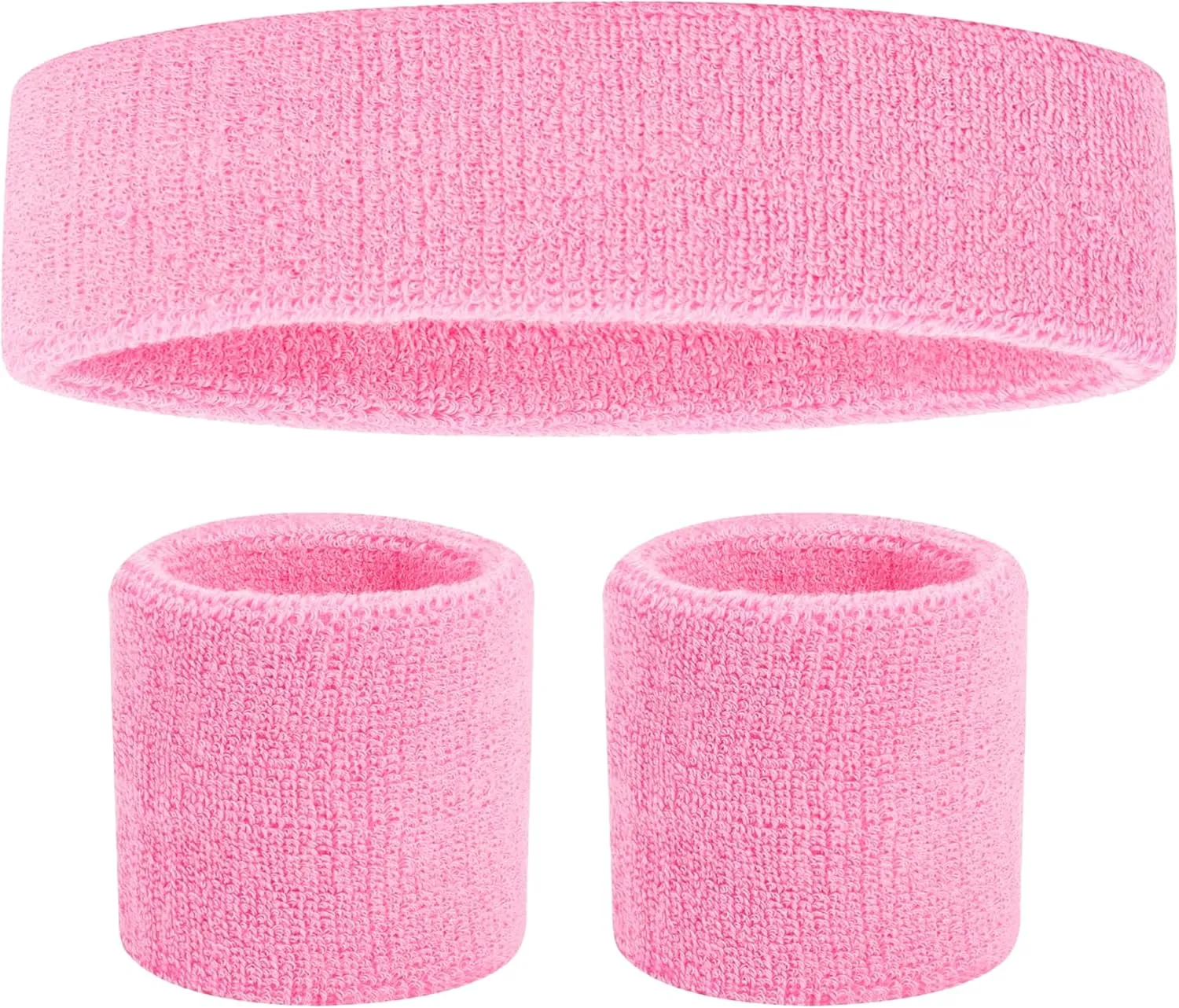 Pink Sweat Bands Light Pink Sweatbands Headband Wristband Set, Sweatbands for Women, Sweatband Workout Accessories for Women 80s Sweat Band Set