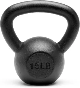 Premium Powder Coated Solid Cast Iron Kettlebell Weights 5, 10, 15, 20, 25, 30, 35, 40, 45 lbs