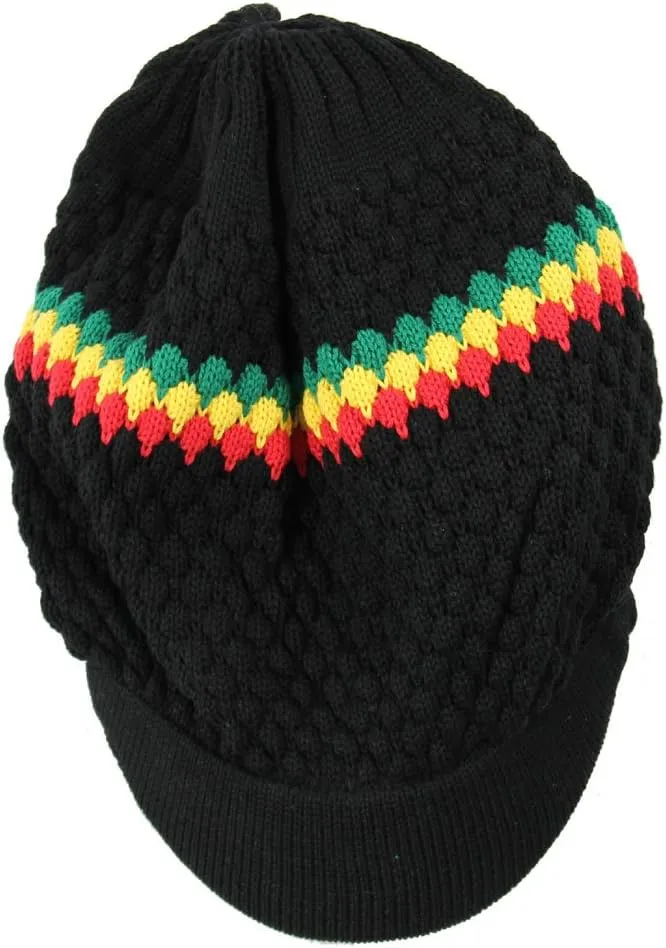 RW Unisex Cotton Rasta Beanie Visor (More Colors)