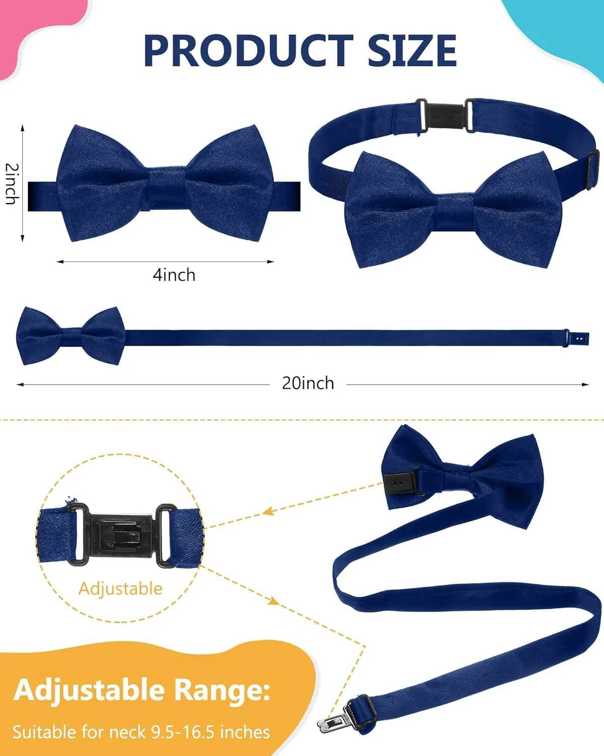 SATINIOR 4 Set Suspenders and Bow Tie Set Adjustable Suspenders Sets for Wedding