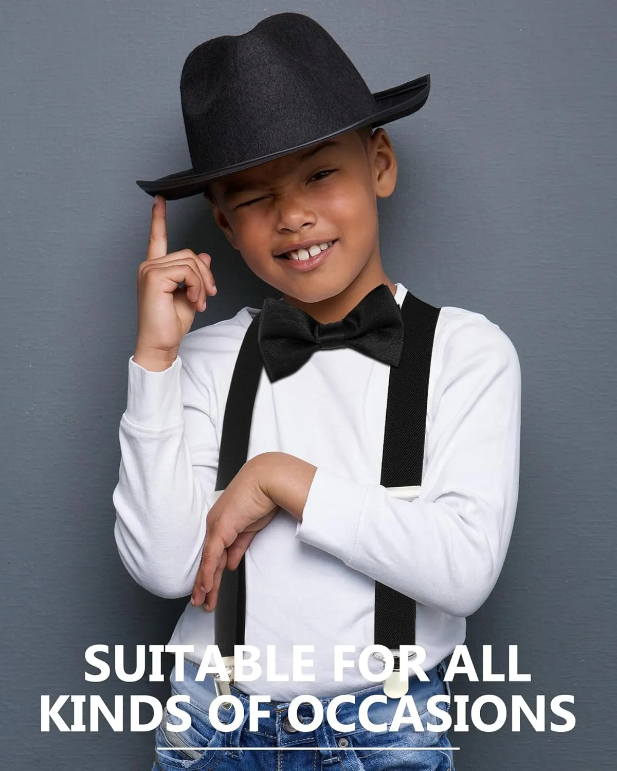 SATINIOR 4 Set Suspenders and Bow Tie Set Adjustable Suspenders Sets for Wedding