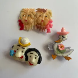 Set of three Mid Century Retro Brooches