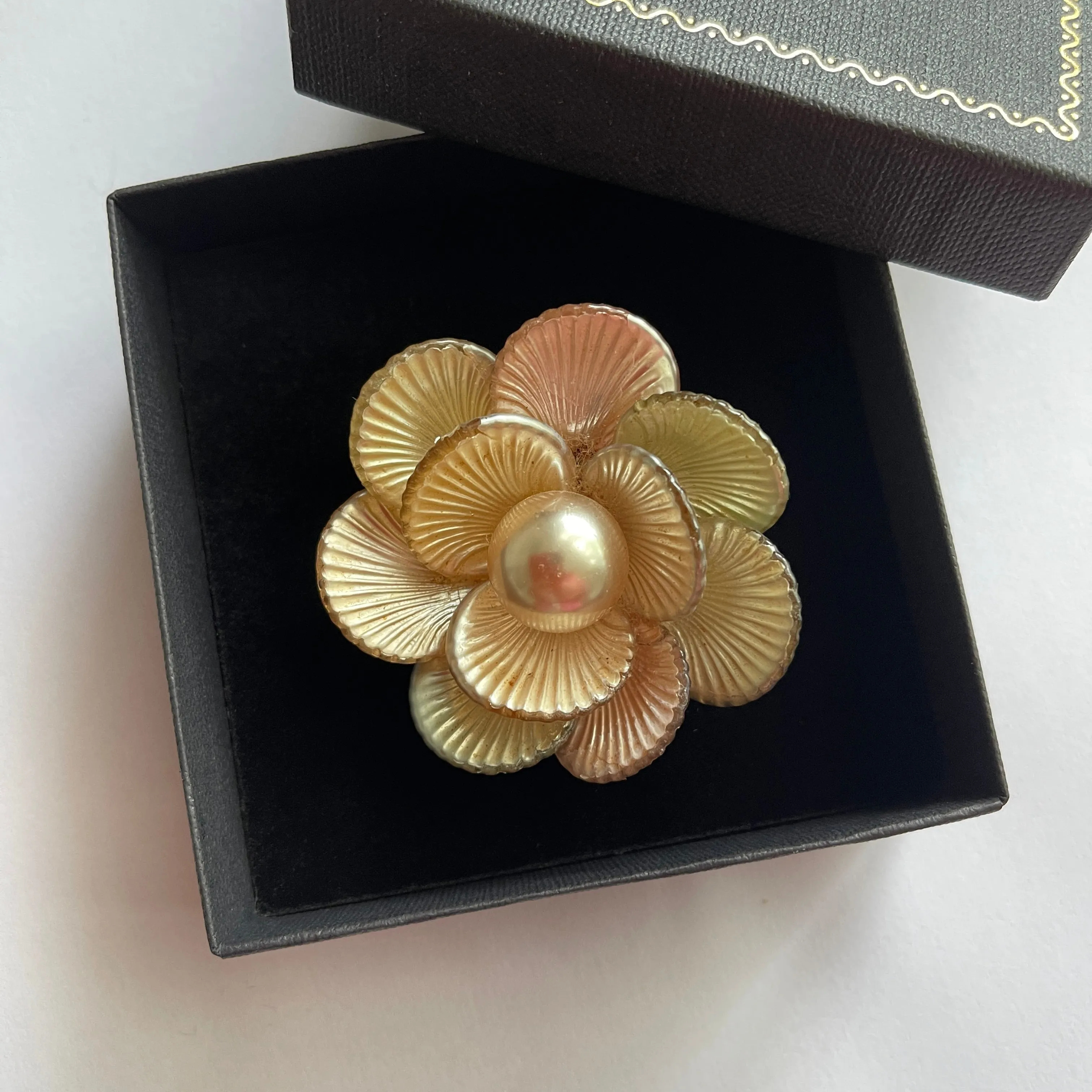 Shells and Pearl Vintage Mid Century Brooch