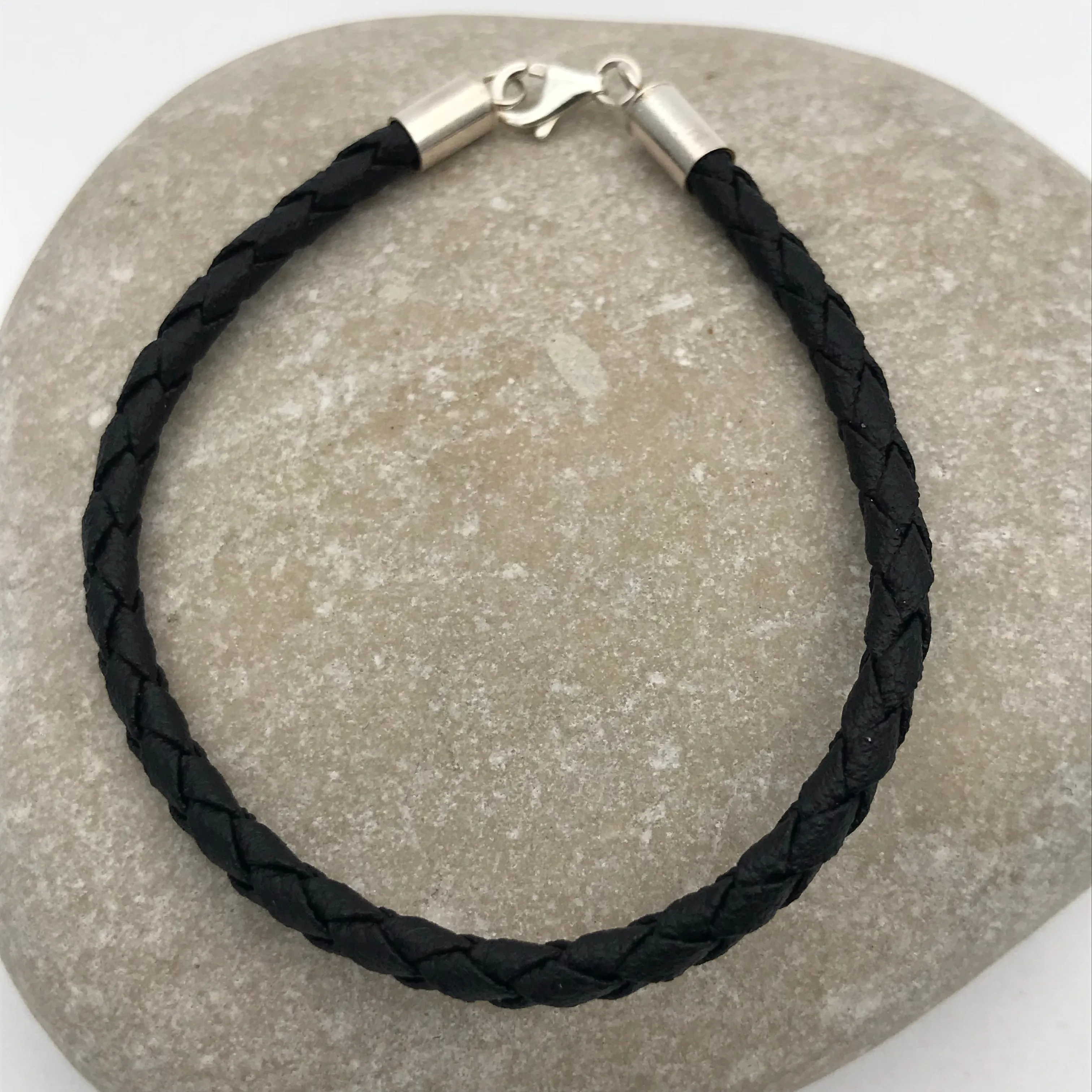 Sterling Silver Leather braided bracelet