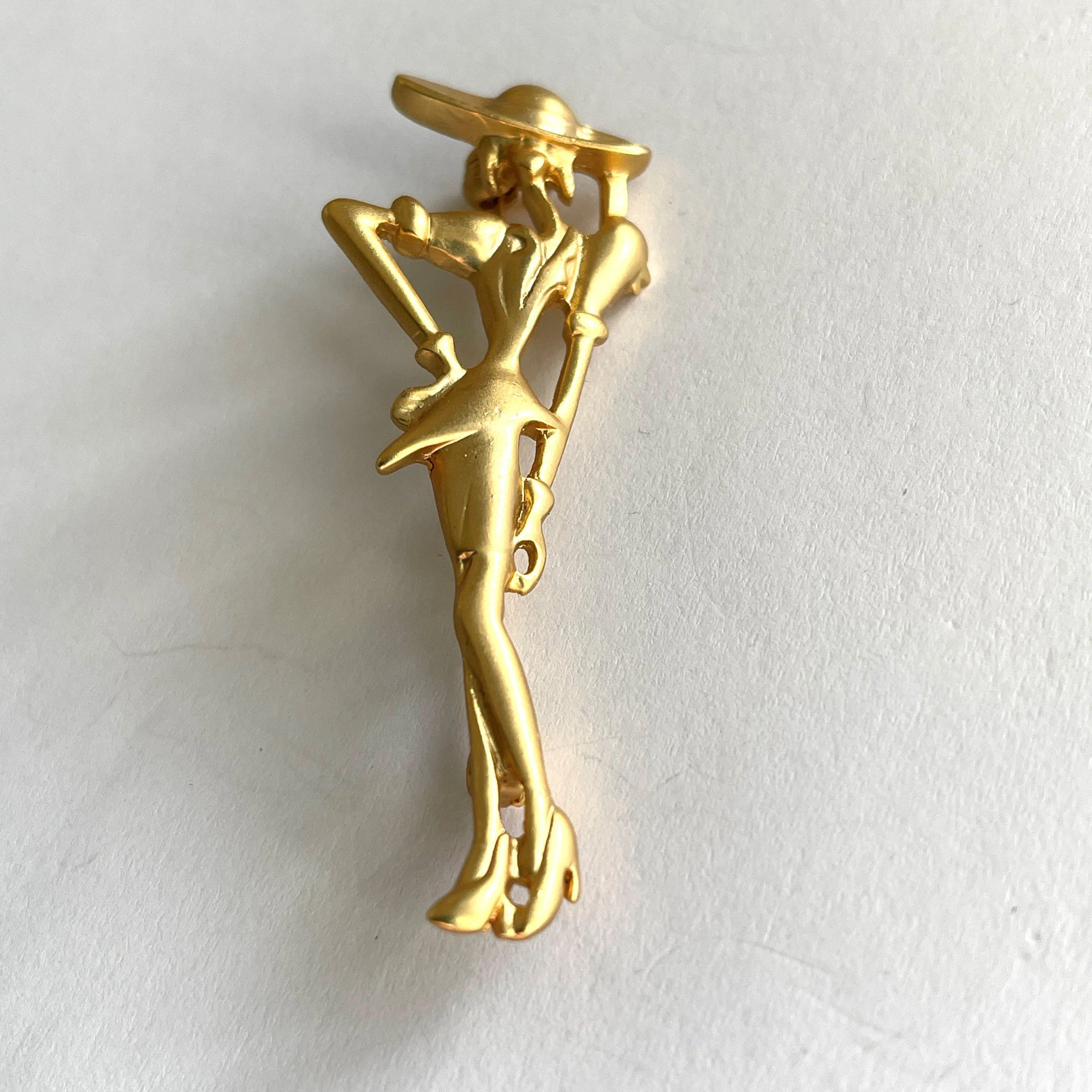 Stylish Gold tone Lady Brooch