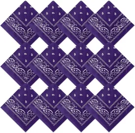 Suhine 12 Pcs Bandanas Bulk 22 x 22 Inch Large Bandana Headband Paisley Cowboy Bandana Scarf Handkerchief for Women Men