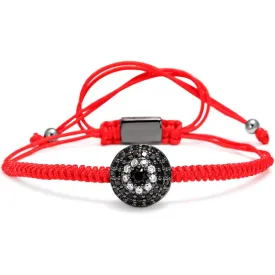 Sun Flower Eye Rhinestone Braided Macrame Bracelet