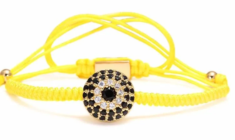 Sun Flower Eye Rhinestone Braided Macrame Bracelet