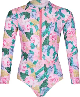Tame the Sun Long Sleeve Girls' Swimsuit - Rash Guard with Frills, UPF 50  Zipper Swimwear - Bathing Suit for Ages 3-12