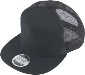 The Vintage Year Plain Cotton Twill Flat Brim Mesh Adjustable Snapback Trucker Baseball Cap