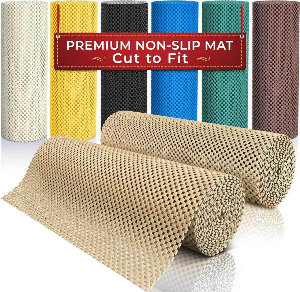 Two Rolls of Anti-Slip Grippers (190 x 30cm) - Ideal for Securing Rugs, Carpets, and Shelf Drawer Liners.