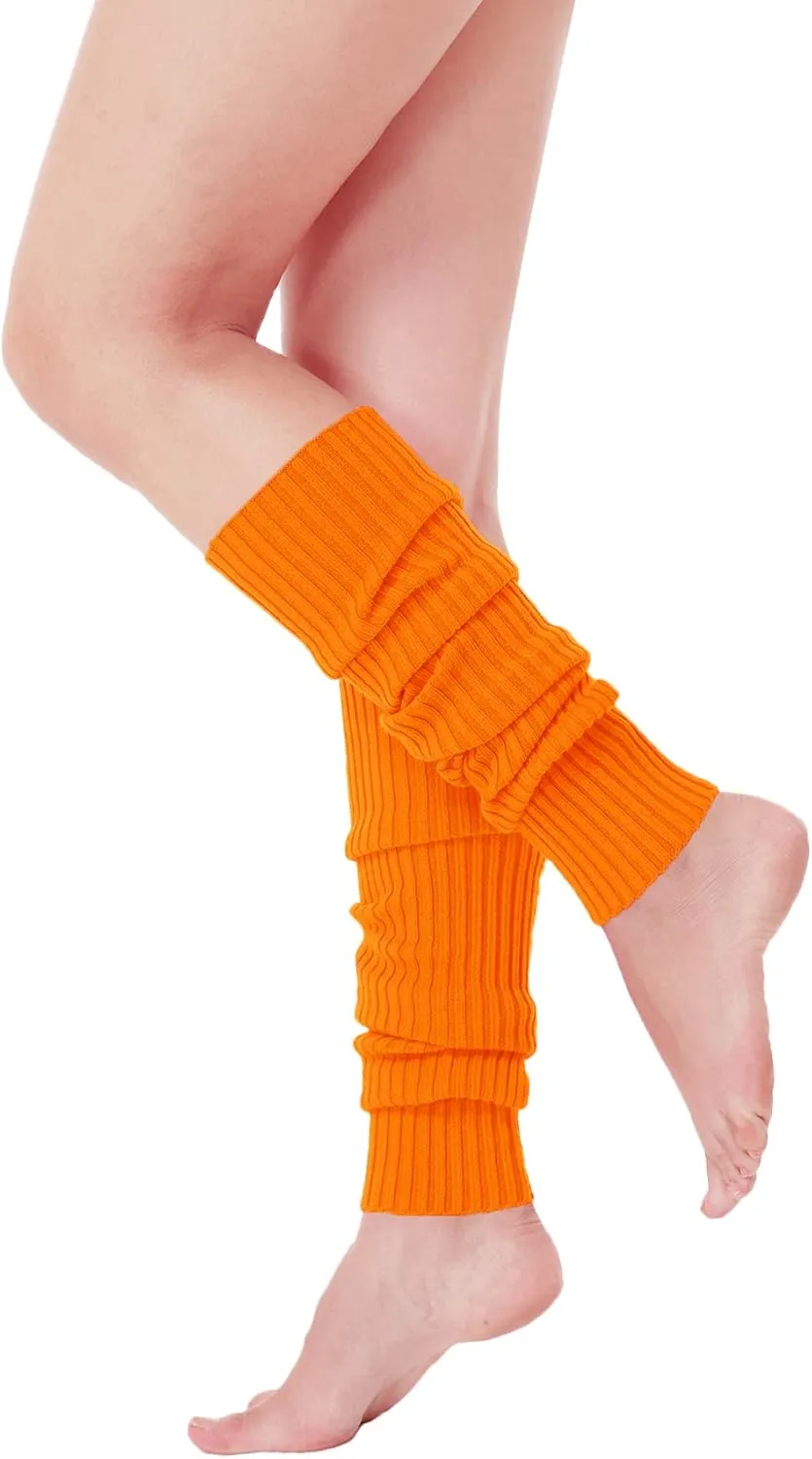 v28 Women Juniors Neon Ribbed Leg Warmers for 80s Eighty's Party Sports Yoga