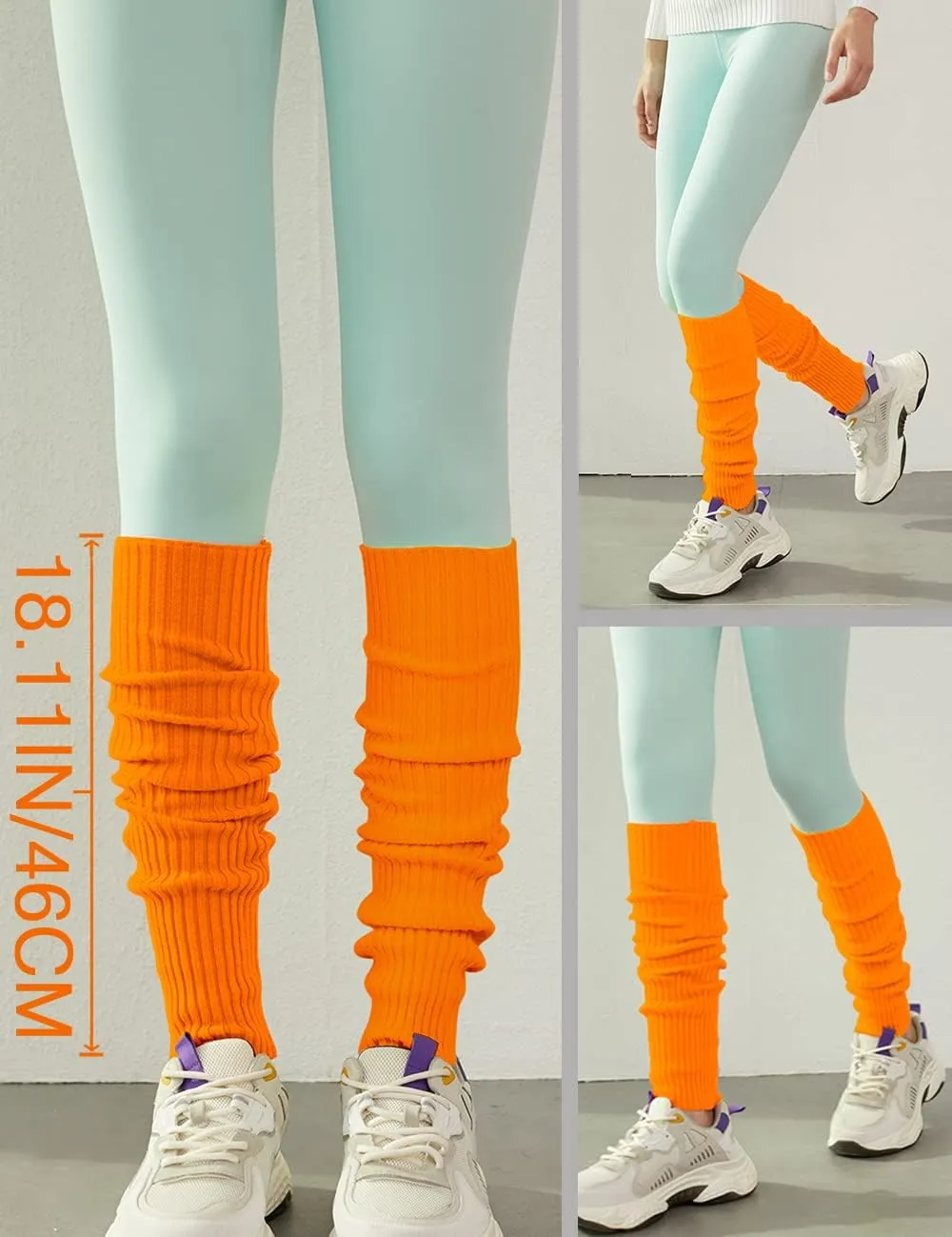 v28 Women Juniors Neon Ribbed Leg Warmers for 80s Eighty's Party Sports Yoga