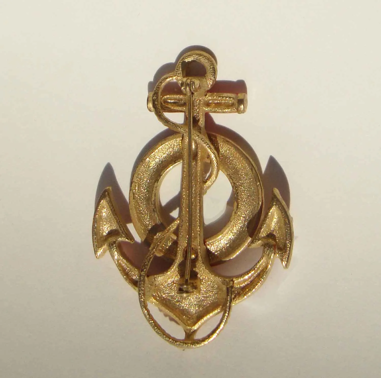 Vintage Anchor Brooch Red White Nautical Lifesaver Pin