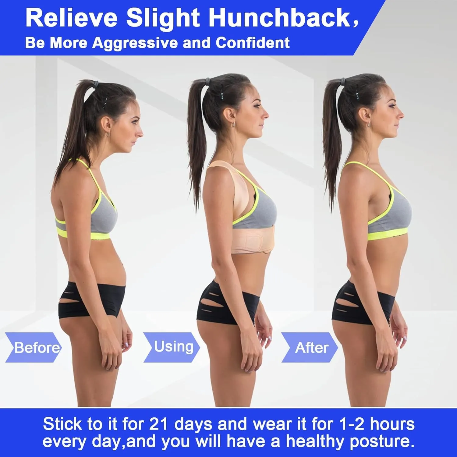 Women Back Braces Posture, Adjustable Upper Back Brace for Clavicle Support and Providing Pain Relief from Neck, Posture Corrector for Women and Men(Small/Medium 27"-37")